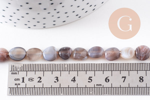 Perle agate Botswana rayée nuggets, perle agate,pierre naturelle,agate naturelle,perle pierre ronde,8-13mm,x1 (G2039)