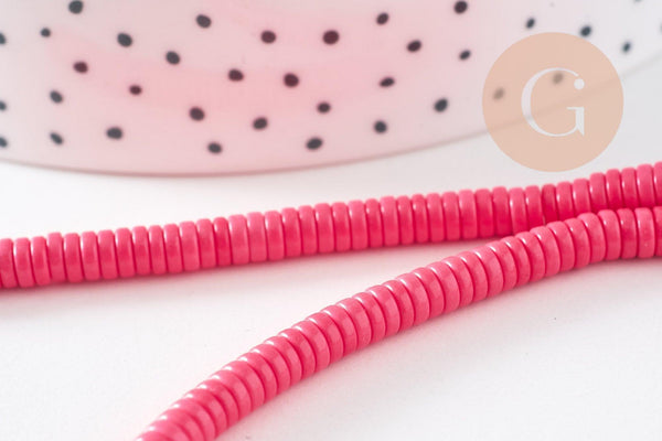 Perle agate heishi rondelle rose 4.5mm, perle agate naturelle, pierre naturelle, fil de 40cm, x1 (G3549)