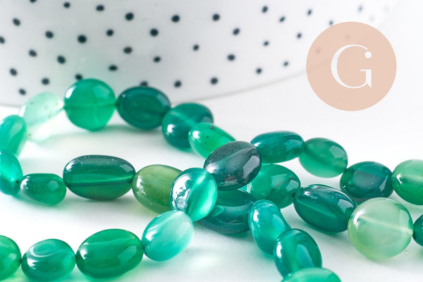 Perle agate nuggets verte, perle agate pierre naturelle,perle pour bijou pierre,10-15mm,fil de 40cm (G3803)