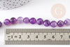 Perle agate rayée violet ronde agate pierre naturelle, fil de 45 perles environ ,8mm, x1 (G3669)