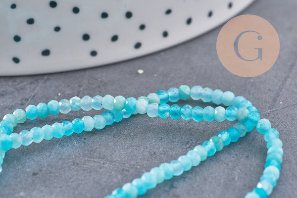 Perle amazonite naturelle abacus en pierre naturelle 3x2mm, x1 fil de 40cm (G5218)