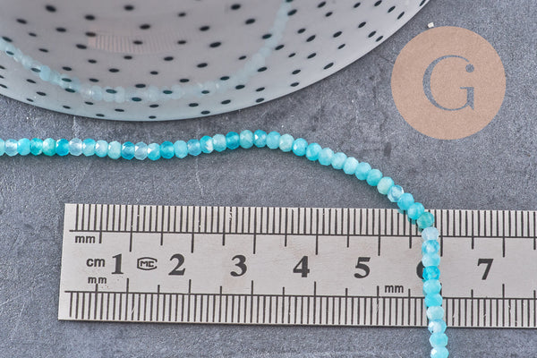Perle amazonite naturelle abacus en pierre naturelle 3x2mm, x1 fil de 40cm (G5218)