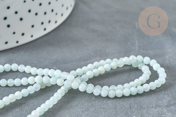 Perle amazonite naturelle ronde bleu-vert 3mm, pierre naturelle, fil de 41cm x1 (G7395)