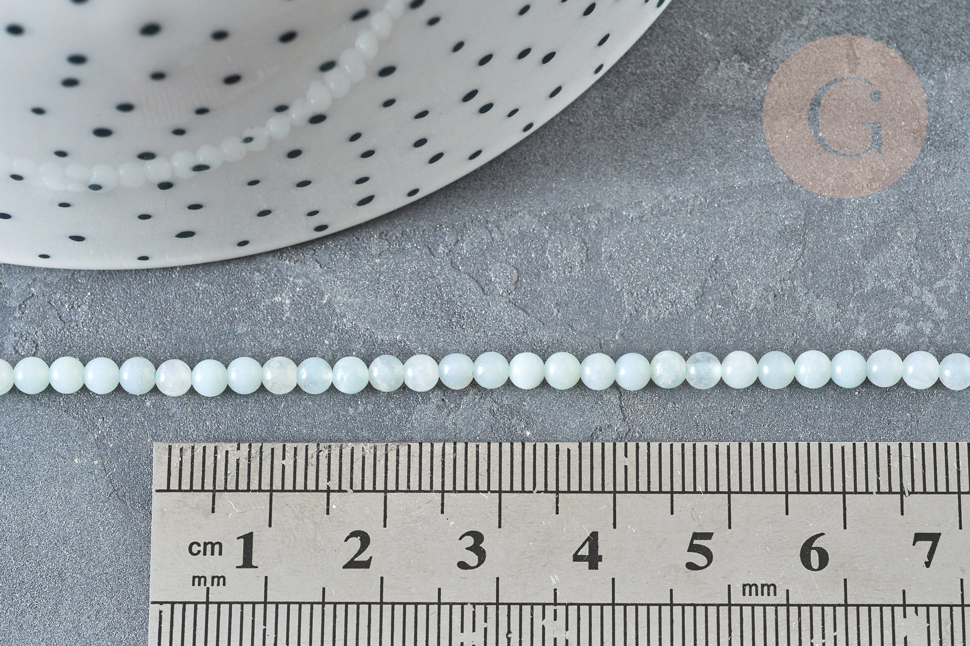 Perle amazonite naturelle ronde bleu-vert 3mm, pierre naturelle, fil de 41cm x1 (G7395)