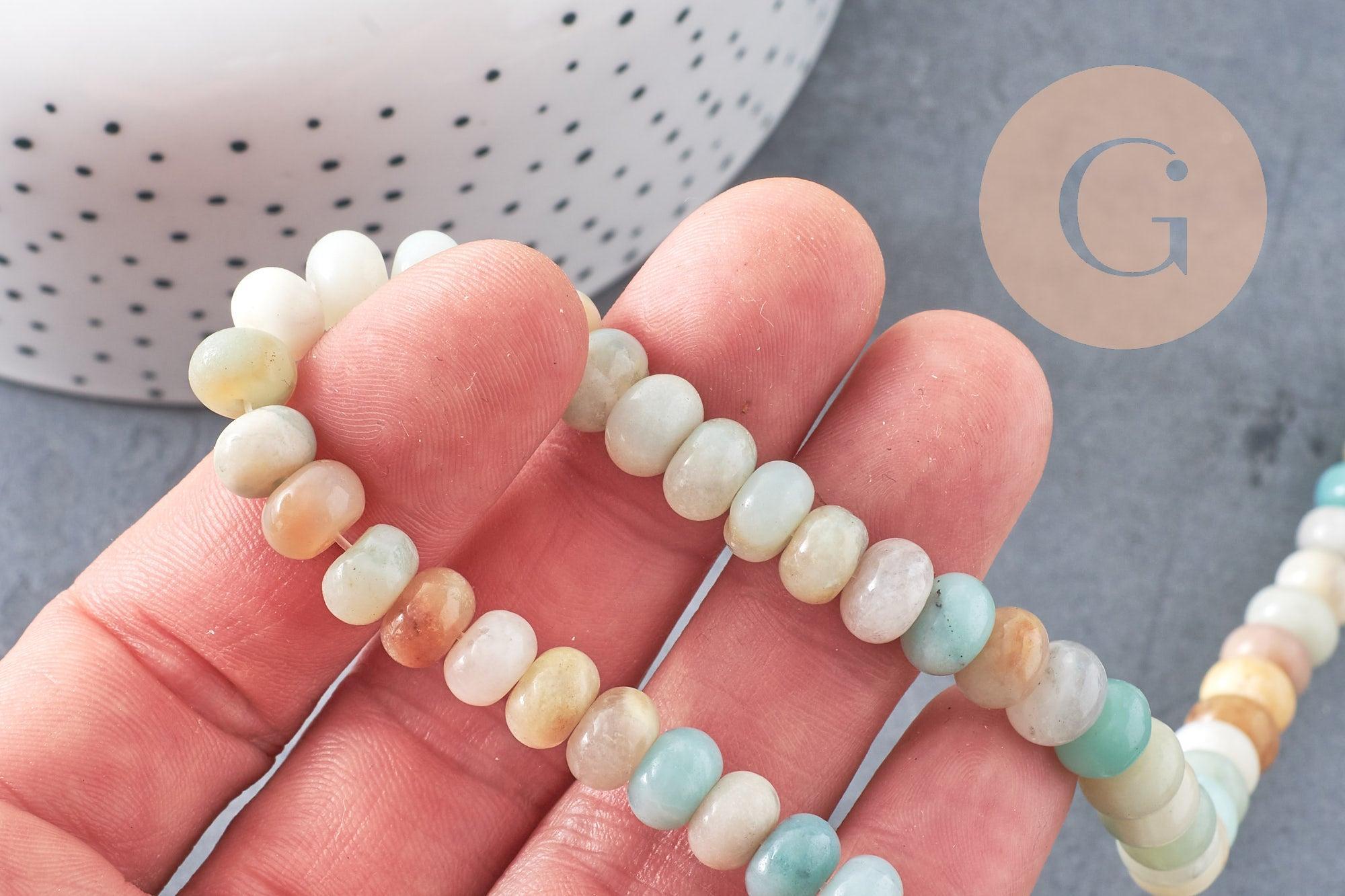 Perle amazonite naturelle rondelle 8x5mm, fil de 40cm, x1 (G4716)