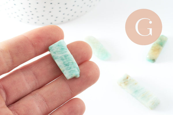 Perle amazonite turquoise naturel rectangle,pierre naturelle, litotherapie, Chips amazonite,17~53mm, X2 (G5194)