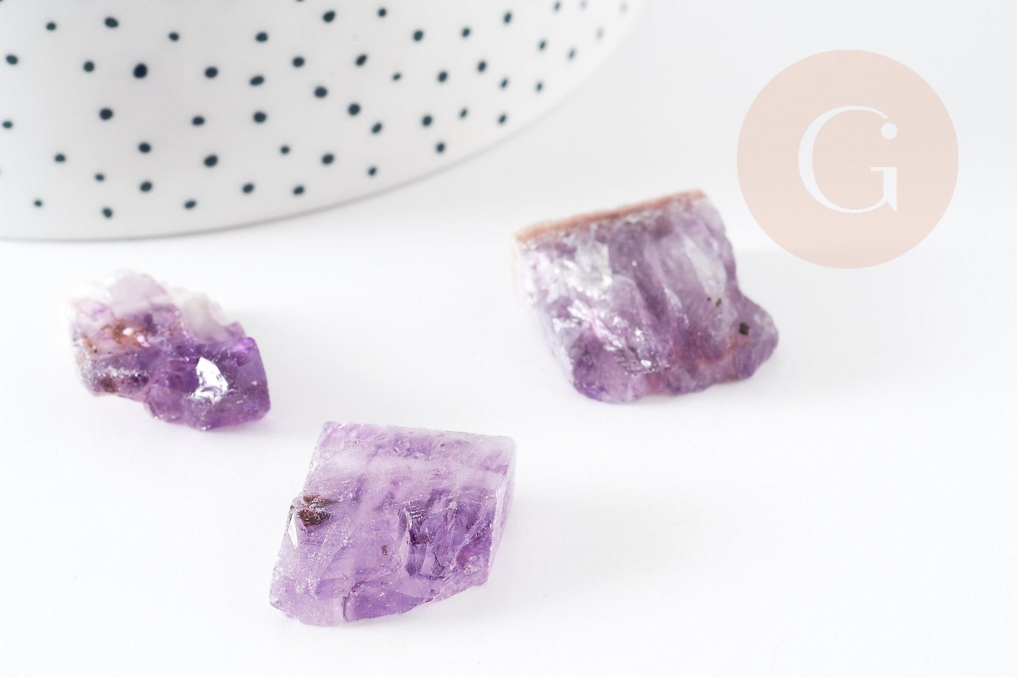 Perle améthyste brute violette,pendentif pierre, création bijoux pierre naturelle, 18-25mm, x1 (G3256)
