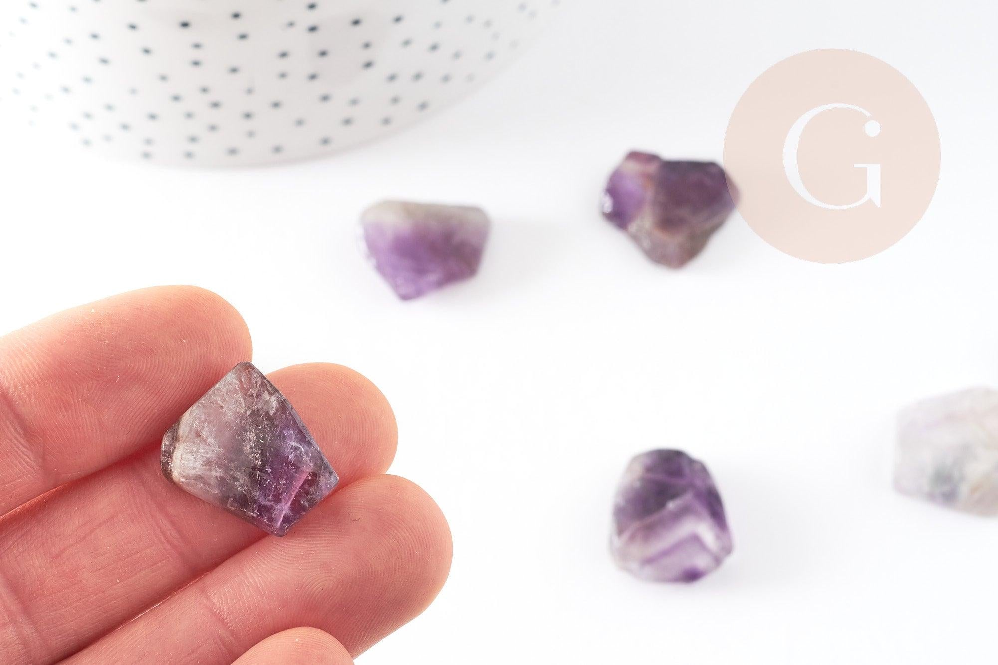 Perle améthyste violette naturel brute roulée,pierre naturelle, litotherapie, Chips amethyste, 18-25mm, x2 (G2967)