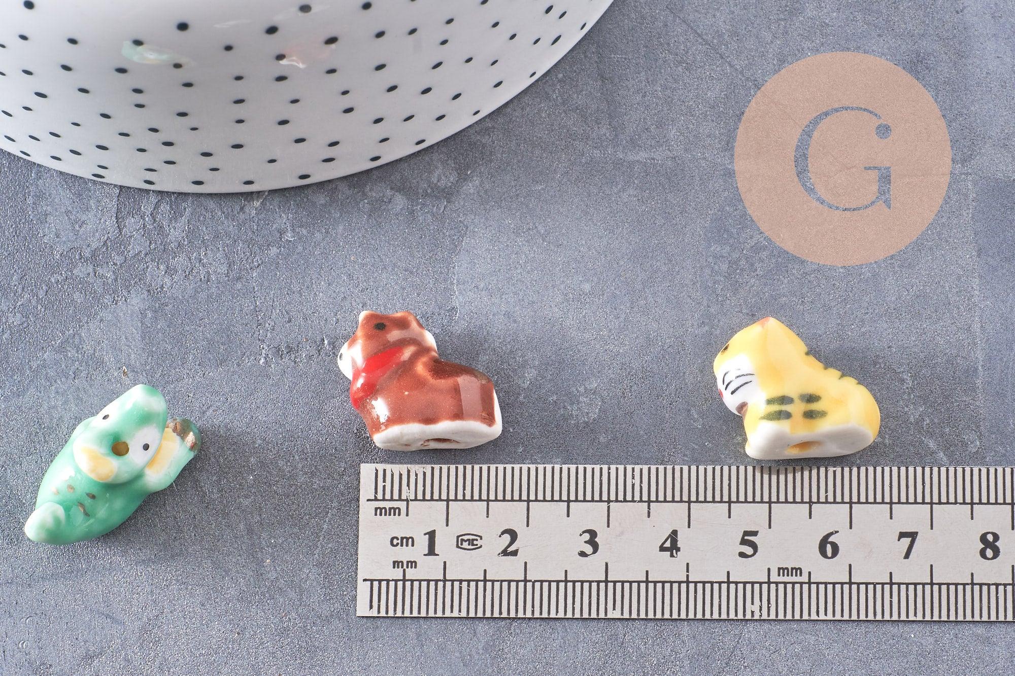 Perle animal porcelaine artisanale 13-19mm, x1 (G10243)