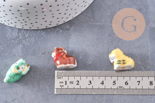 Perle animal porcelaine artisanale 13-19mm, x1 (G10243)