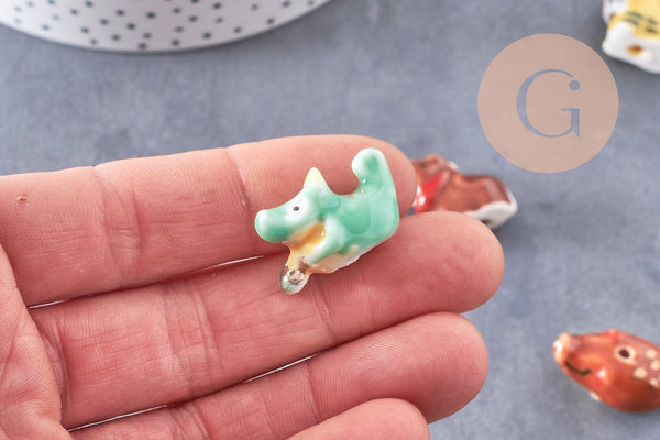 Perle animal porcelaine artisanale 13-19mm, x1 (G10243)