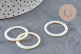 Perle anneau nacre blanche naturelle, perle cercle, coquillage blanc, 25mm, x5 (G2974)