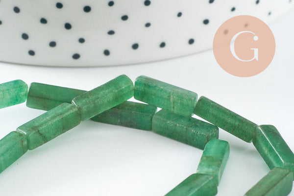 Perle aventurine rectangle verte, perle gemme,pierre naturelle, ,13mm,fil de 40cm x1 (G0206)