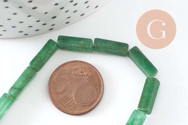 Perle aventurine rectangle verte, perle gemme,pierre naturelle, ,13mm,fil de 40cm x1 (G0206)