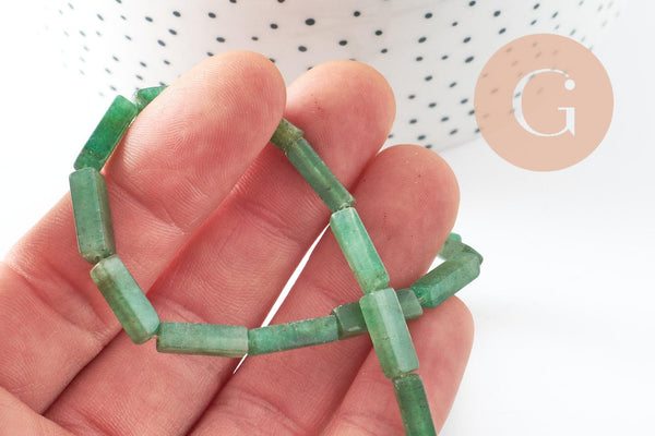 Perle aventurine rectangle verte, perle gemme,pierre naturelle, ,13mm,fil de 40cm x1 (G0206)