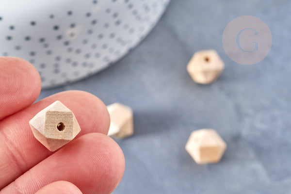 Perle bois ,bois hexagonale, perles bois, perle hexagone,Perles géométriques,11mm, x5 (G6057)