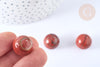 Perle boule jaspe rouge naturel 16mm, jaspe rouge roulé, séance lithothérapie, x1 (G7895)