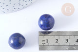 Perle boule lapis lazuli naturel 16mm, lapis naturel roulé, séance lithothérapie, x1 (G7896)