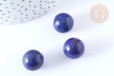 Perle boule lapis lazuli naturel 16mm, lapis naturel roulé, séance lithothérapie, x1 (G7896)