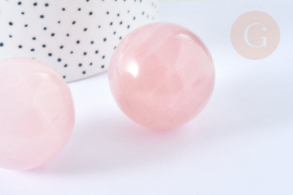 Perle boule quartz rose naturel 16mm, quartz rose roulé, séance lithothérapie, x1 (G7837)