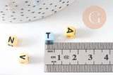Perle carré Lettre Alphabet plastique multicolore,perle plastique, création bracelet mots,6mm, x 10gr (G1787)