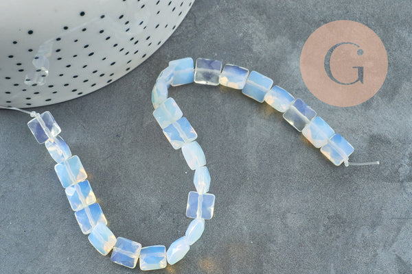Perle carrée en opalite 12mm, bijou en pierre naturelle, opale synthétique, perle en pierre, le fil de 20cm, x1 G5881