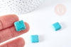 Perle carrée howlite turquoise,howlite naturelle, perle turquoise, perle pierre,15mm, x10 (G3437)