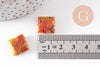 Perle carrée verre millefiori 14mm perle verre, x5 (G3786)