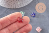 Perle carrée verre millefiori, perle verre,verre artisanal, perle bijou été, 10mm, x5 (G2614)
