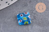 Perle carrée verre millefiori, perle verre,verre artisanal, perle bijou été, 10mm, x5 (G2614)