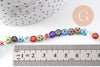 Perle cercle verre millefiori 6mm, perle verre chance, perle artisanale verre, perle bijou été, fil de 35 cm, x1 (G5384)