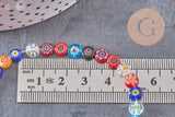 Perle cercle verre millefiori 6mm, x1 fil de 35.8cm (G10940)