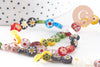 Perle cercle verre millefiori 8mm, x1 fil de 34cm (G5678)