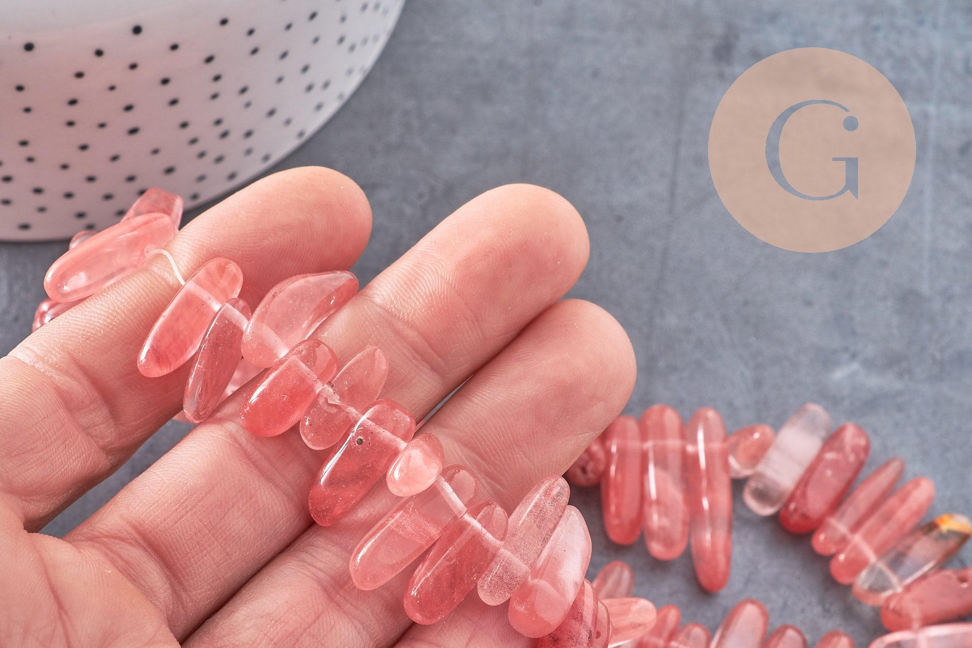 Perle cherry quartz, fournitures créatives,perle pierre,quartz Naturel, pierre précieuse,pierre naturelle,13-22mm fil de 60 perles, x1 (G1222)