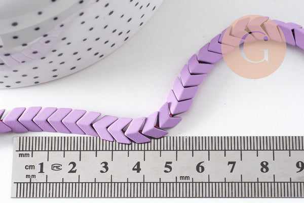 Perle chevron hématite colorée violet synthétiques 7mm, création bijoux pierre, x1 le fil de 40cm (G6898)