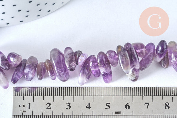 Perle chips amethyste violett 10-30mm, x1 de 39cm G5393