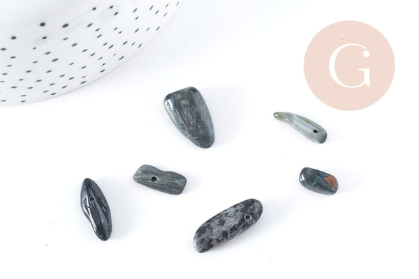 Perle chips ovale labradorite naturelle 5-33mm, x10 perles (G8284)