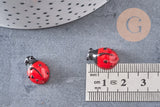 Perle coccinelle rouge verre,perle verre tchèque,insecte verre,pendentif verre,verre artisanal,25mm, fil de 20 perles, x1 G4232
