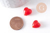 Perle coeur en verre rouge artisanal façon Murano 12mm, x10 (G10389)