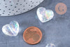 Perle coeur facette plastique transparent irisé 16mm , perle plastique coeur,x 5 perles G6436