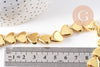 Perle coeur hématite doré 12x13mm, x1 fil de 38cm (G10284)