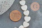 Perle coeur nacre blanche naturelle 10mm , x1 fil de 40cm (G5849)