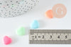 Perle coeur plastique multicolore plastel,pendentif acrylique,création bijoux plastique coloré, 12mm, x20 G3373