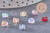 Perle coeur verre multicolore irisé 6mm, x10 (G6679)