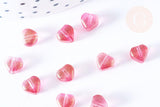 Perle coeur verre rouge irisé 6mm, des perles en verre, x10 (G6680)