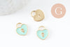 Perle coeur zamac doré cadenas émail vert 13x11mm, création bijou amour amitié x5 G5309