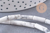 Perle colonne tube howlite naturelle blanche,perle pierre howlite naturelle,bijou perle pierre,13mm,x1 fil de 29 perles (G0216)