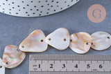 Perle connecteur ovale nacre beige naturelle nacre 20-35mm, x5 (G6596)
