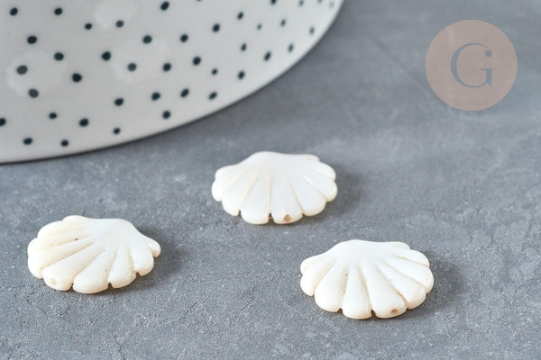 Perle coquillage nacre blanche naturelle 19,5mm, bijoux nacre, x2 G7379