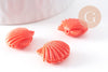 Perle coquillage résine rose imitation corail 16mm, x5 (G10343)